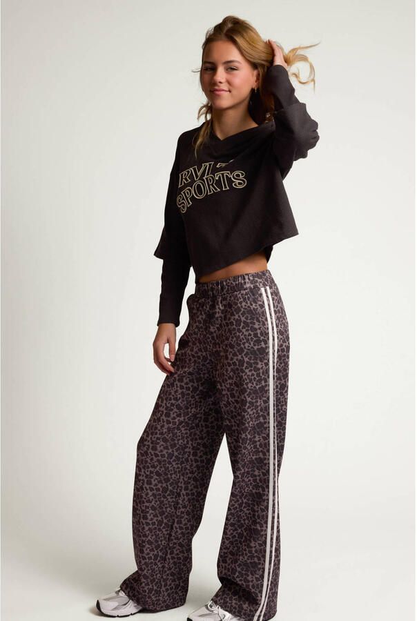 LOOXS 10sixteen relaxed fit gestreepte sweatpant met panterprint antraciet - Foto 5