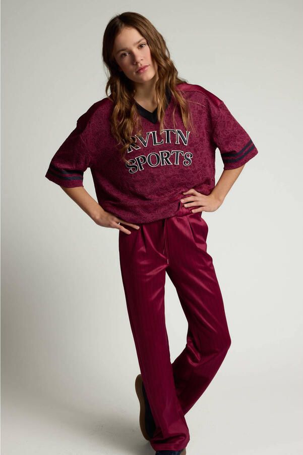 LOOXS 10sixteen relaxed fit sweatpant met plooien en krijtstreep donkerrood