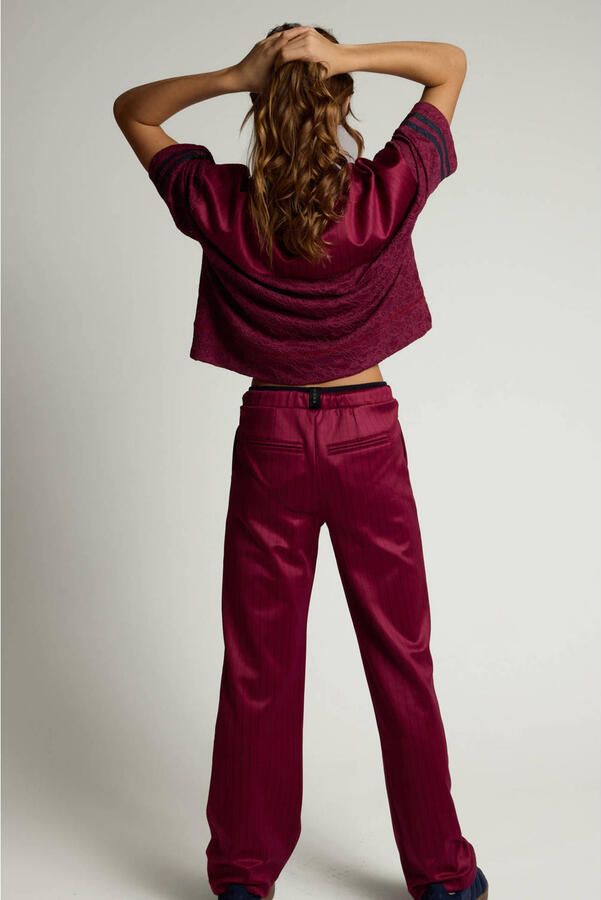 LOOXS 10sixteen relaxed fit sweatpant met plooien en krijtstreep donkerrood - Foto 3