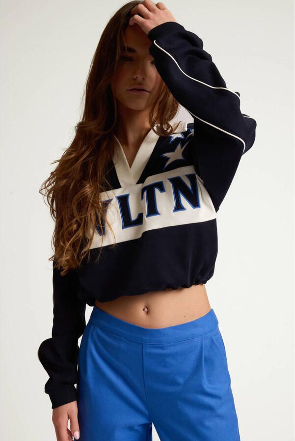 LOOXS 10sixteen wide leg gestreepte pantalon blauw
