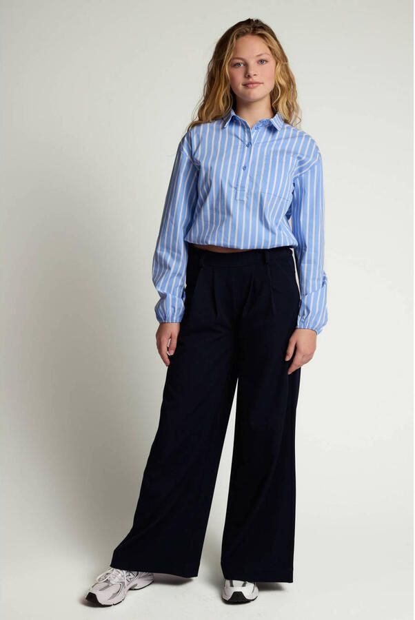 LOOXS 10sixteen wide leg pantalon met plooien donkerblauw