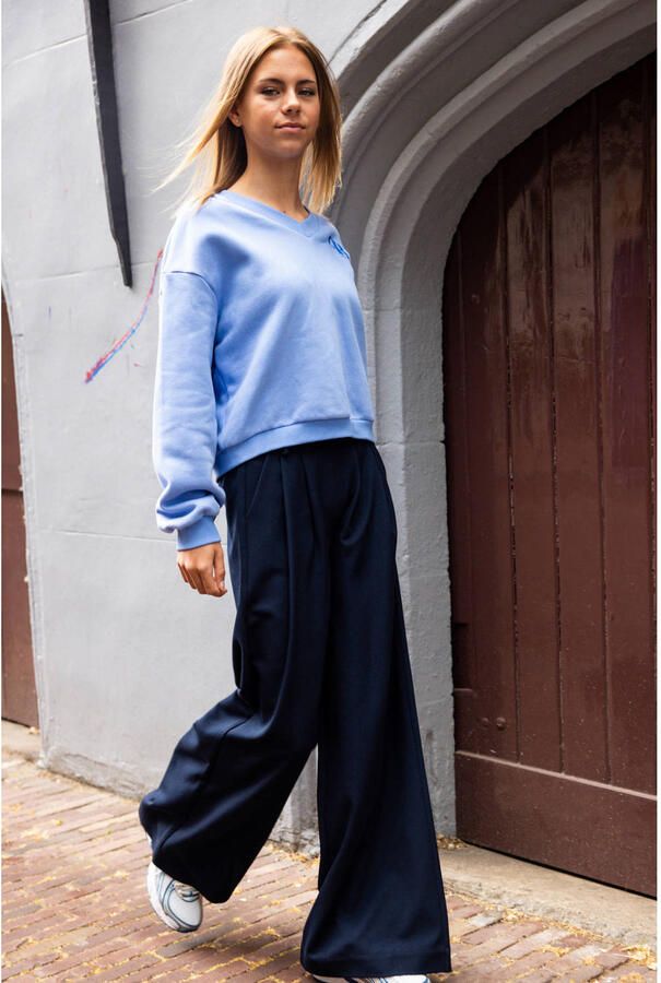 LOOXS 10sixteen wide leg pantalon met plooien donkerblauw - Foto 3