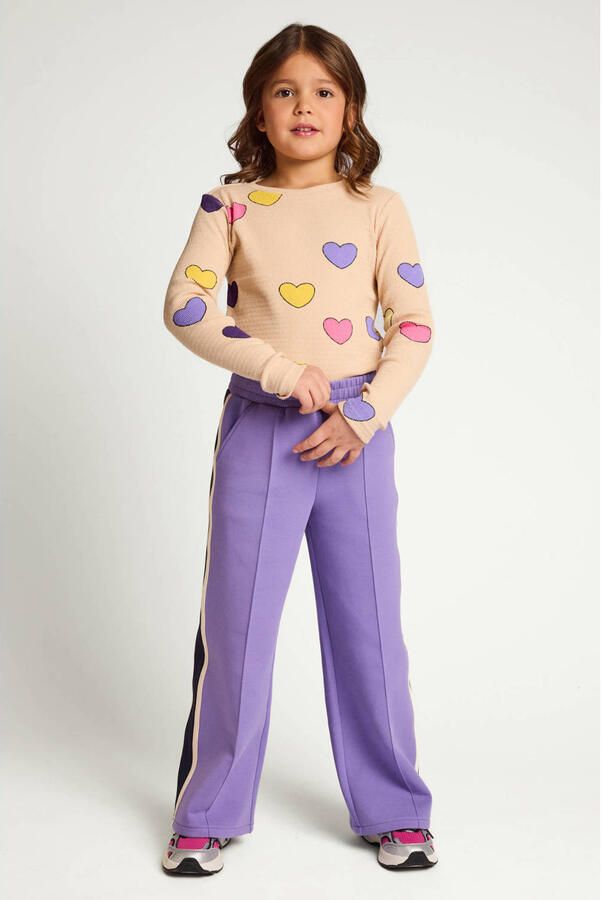 LOOXS little aansluitende longsleeve met hartjes beige