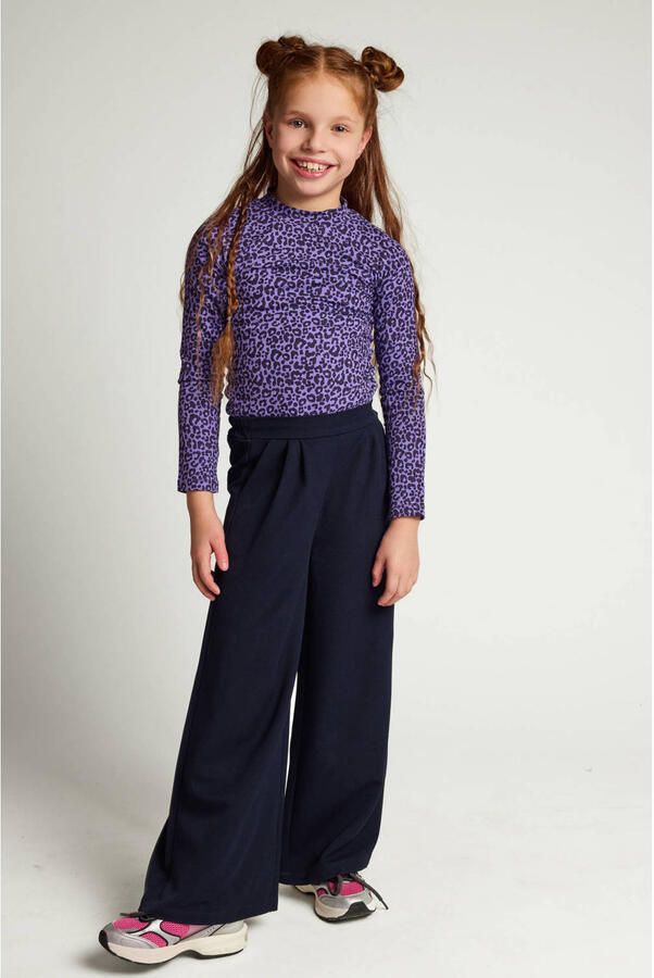 LOOXS little aansluitende longsleeve met panterprint paars