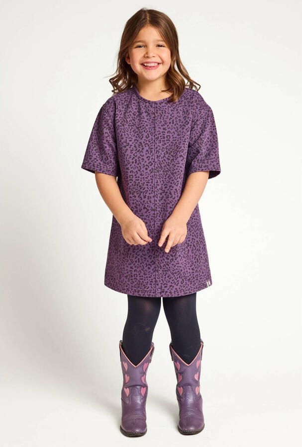 LOOXS little denim korte jurk met panterprint paars