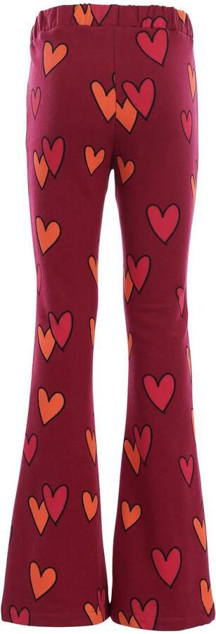 LOOXS little flared broek met hartjes donkerrood - Foto 3