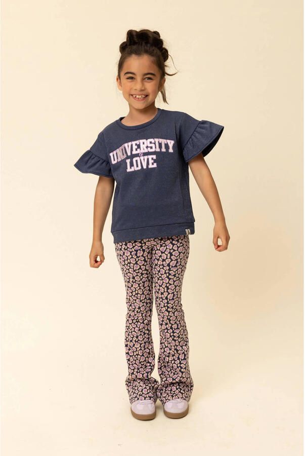 LOOXS little flared broek met panterprint lila - Foto 6