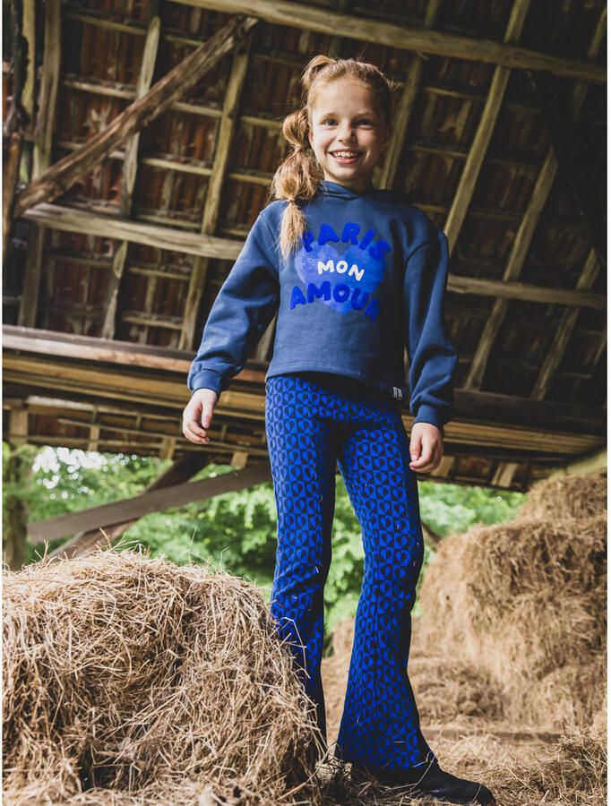LOOXS little flared casual broek met hartjes donkerblauw - Foto 2