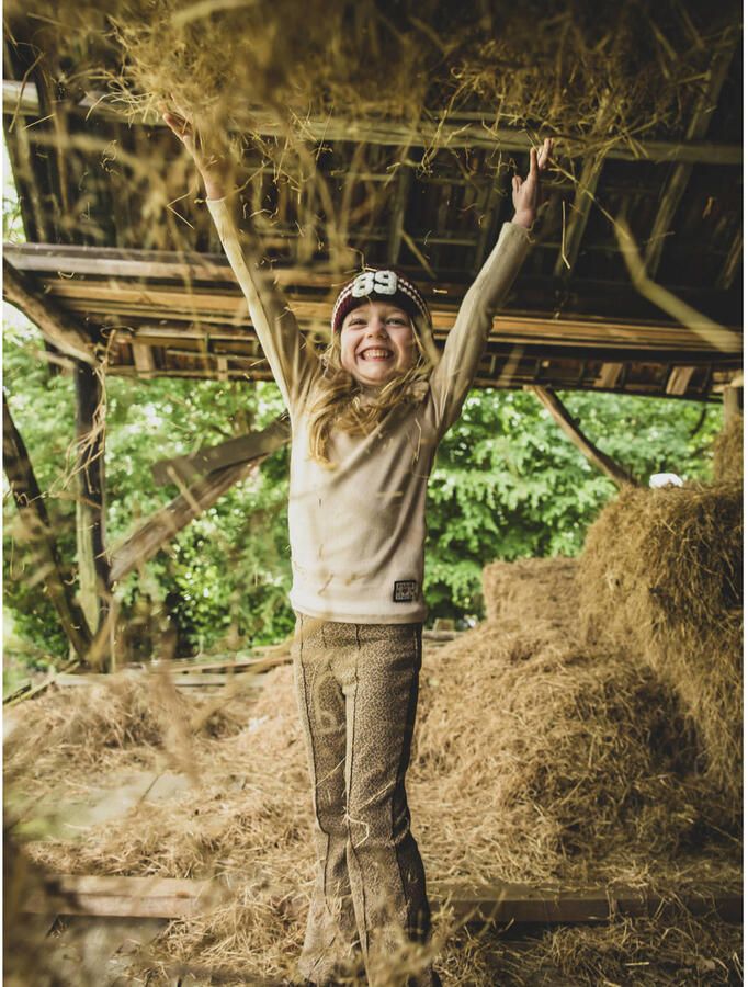 LOOXS little flared casual broek met panterprint bruin - Foto 4