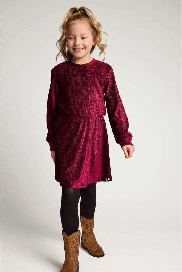 LOOXS little fluwelen A-lijn jurk donkerrood Meisjes Fluweel Ronde hals