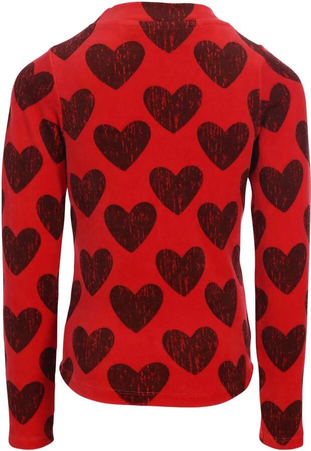 LOOXS little fluwelen aansluitende longsleeve met hartjes rood - Foto 2