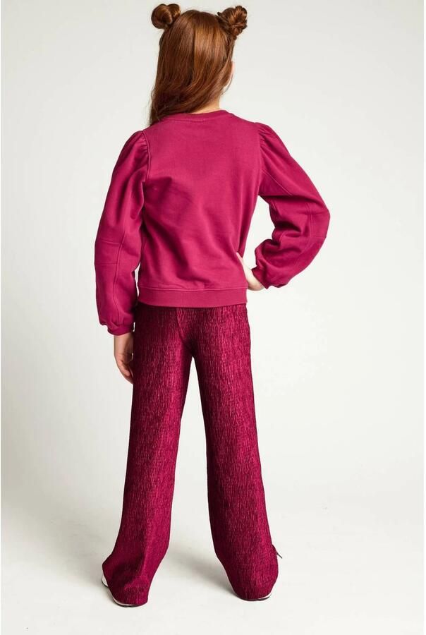 LOOXS little fluwelen loose fit palazzo broek donkerrood Meisjes Fluweel - Foto 4