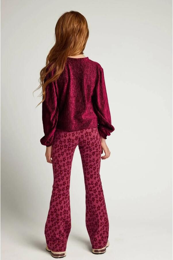 LOOXS little fluwelen rechtvallende sweater donkerrood Meisjes Fluweel Ronde hals - Foto 5