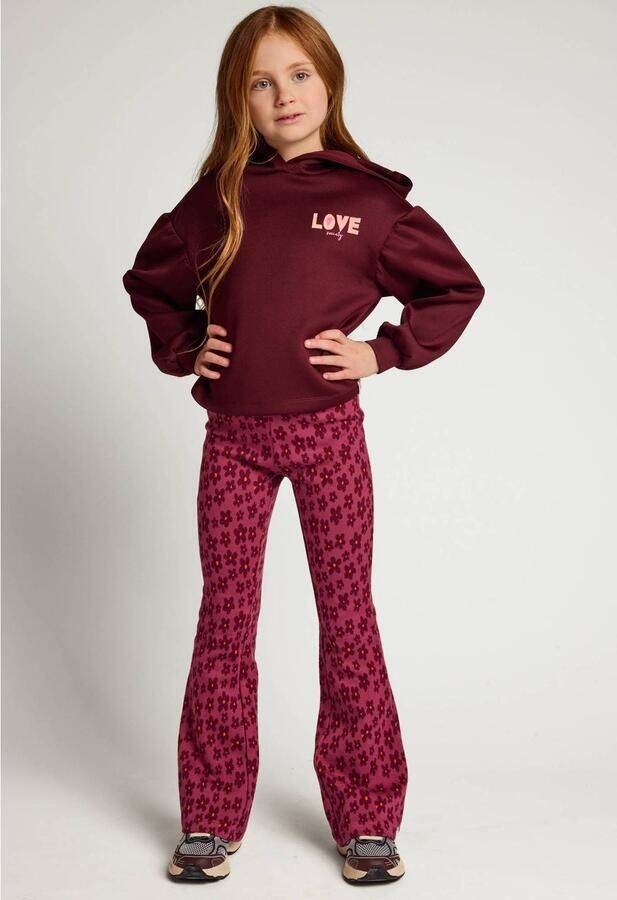 LOOXS little gebloemde flared broek donkerrood Meisjes Stretchkatoen - Foto 4