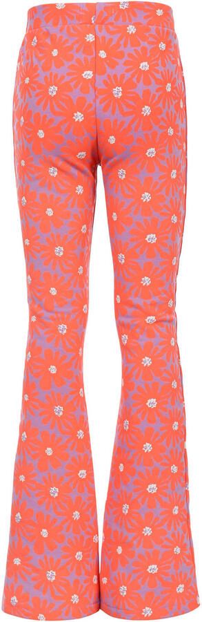 LOOXS little gebloemde flared broek koraalrood - Foto 5