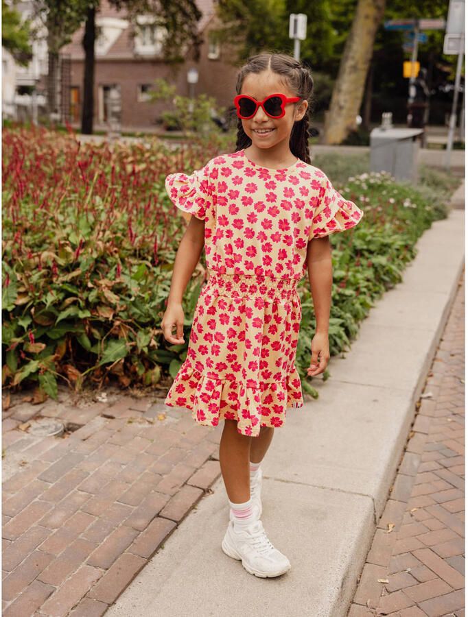 LOOXS little gebloemde sweatjurk roze - Foto 3