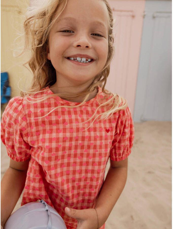 LOOXS little geruit T-shirt roze - Foto 3