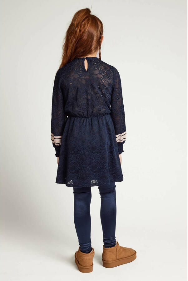 LOOXS little kanten A-lijn jurk met tekst donkerblauw - Foto 5