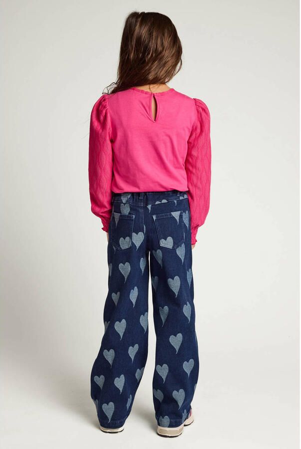 LOOXS little kanten rechtvallende longsleeve met print roze - Foto 2
