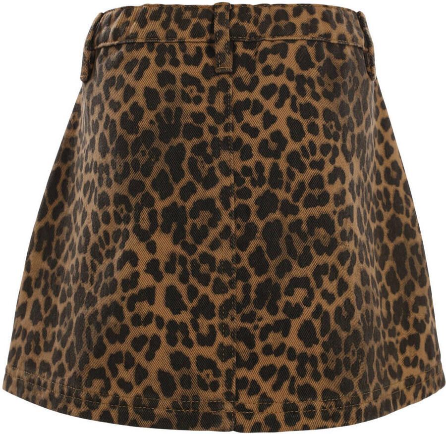 LOOXS little korte spijkerrok met panterprint beige - Foto 3