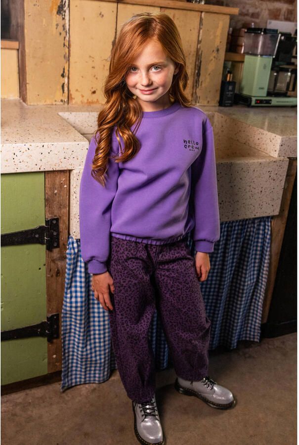 LOOXS little leopard barrel jeans met panterprint paars - Foto 3