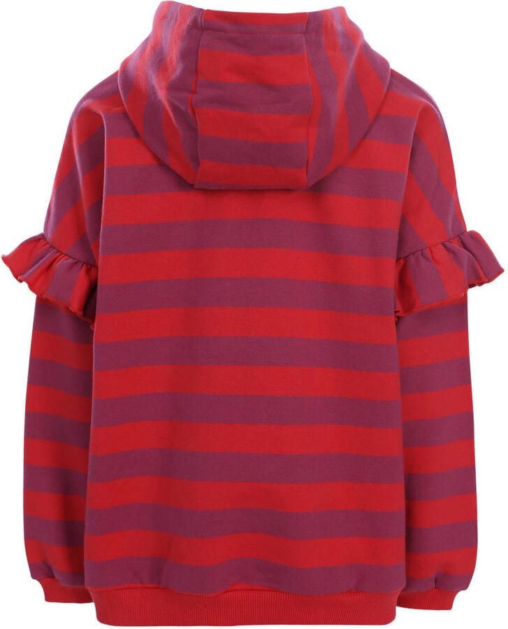 LOOXS little oversized gestreepte hoodie met ruches rood paars - Foto 2