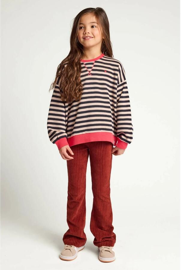 LOOXS little oversized gestreepte sweater met backprint ecru Meisjes Stretchkatoen Ronde hals - Foto 2