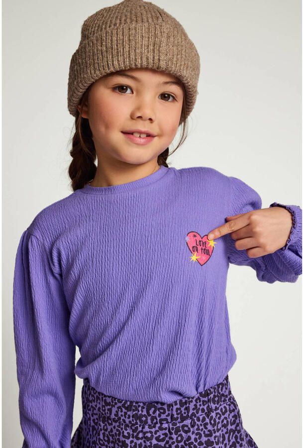 LOOXS little rechtvallende longsleeve met print paars