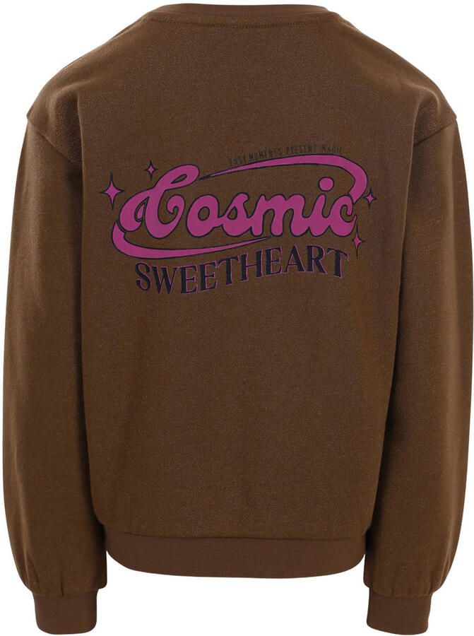 LOOXS little rechtvallende sweater met glitters en backprint bruin - Foto 5