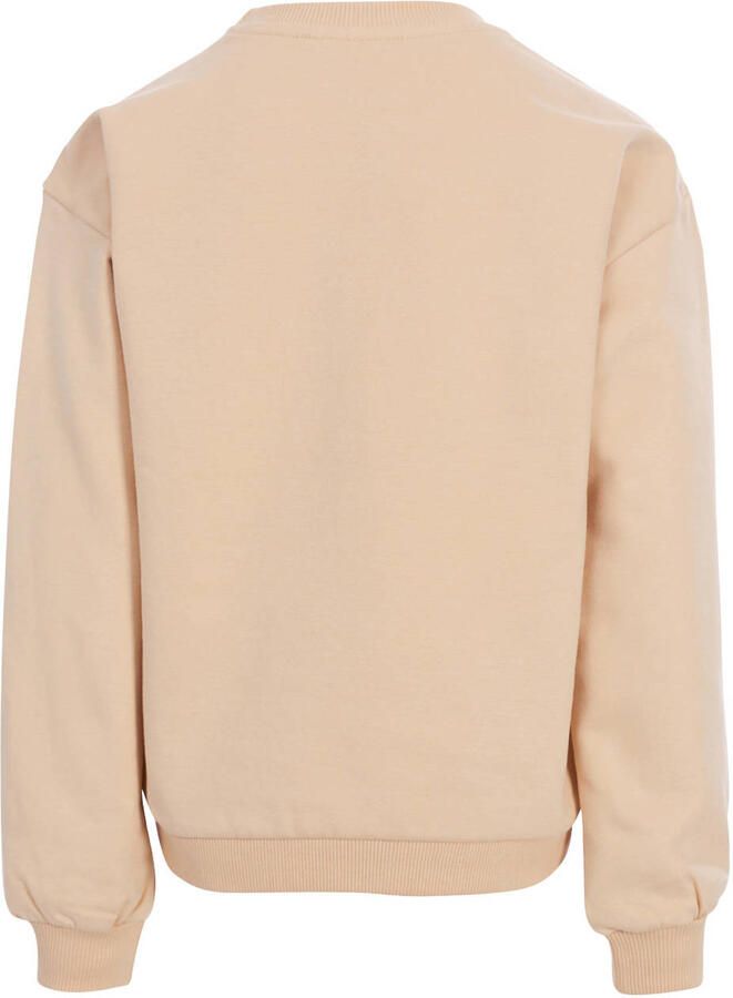 LOOXS little rechtvallende sweater met tekst beige - Foto 3