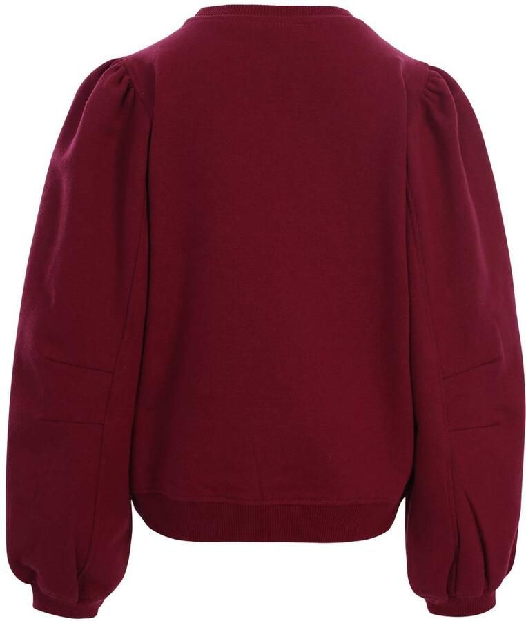 LOOXS little rechtvallende sweater met tekst donkerrood Meisjes Stretchkatoen Ronde hals - Foto 4