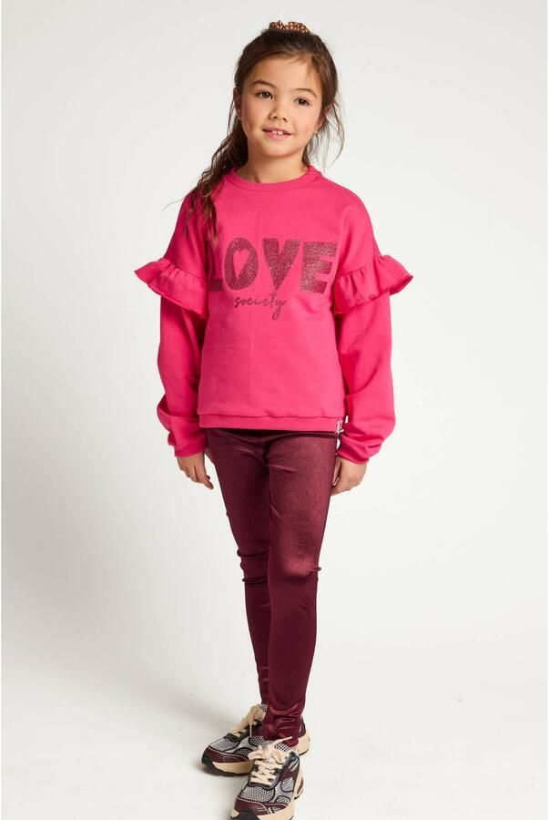 LOOXS little skinny legging donkerrood Meisjes Coated Effen - Foto 2