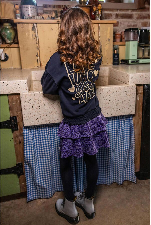 LOOXS little strokenrok met peplum en panterprint paars - Foto 3