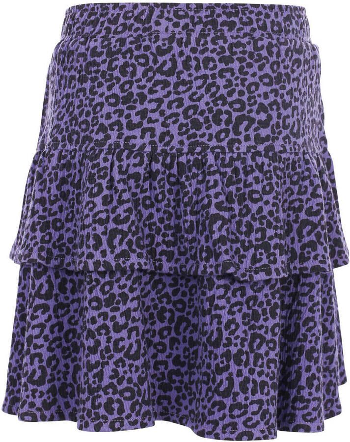 LOOXS little strokenrok met peplum en panterprint paars - Foto 2