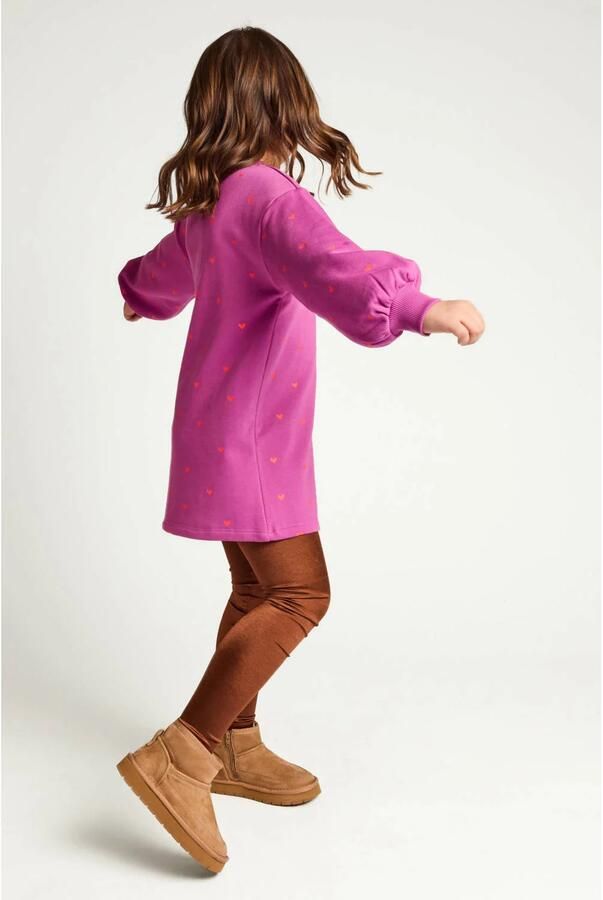 LOOXS little sweatjurk met hartjes paars