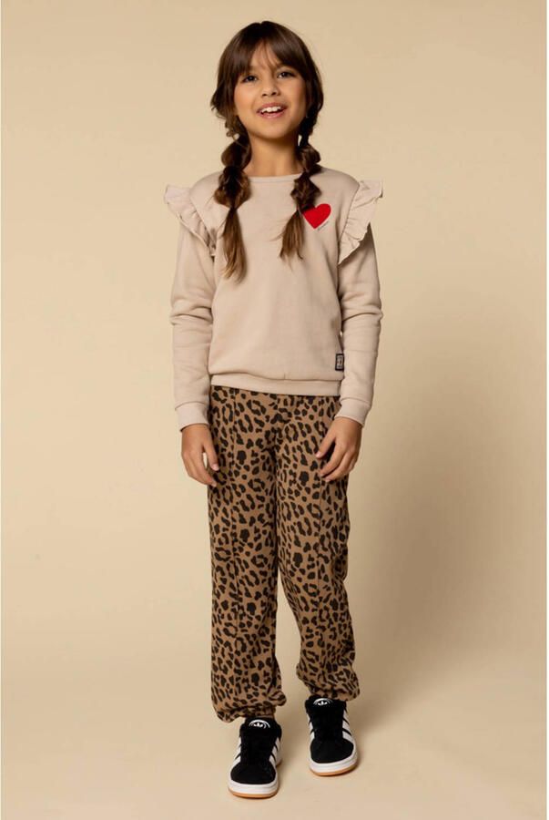 LOOXS little tapered casual broek met panterprint bruin - Foto 5