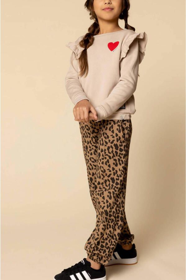 LOOXS little tapered casual broek met panterprint bruin - Foto 4