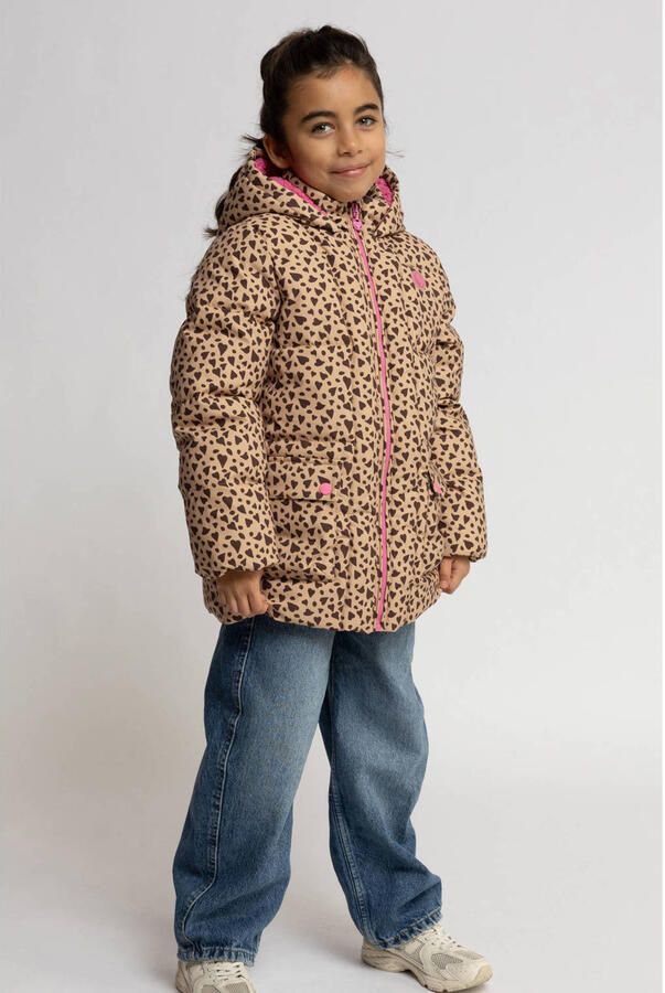 LOOXS little teddy winterjas met hartjes bruin - Foto 2