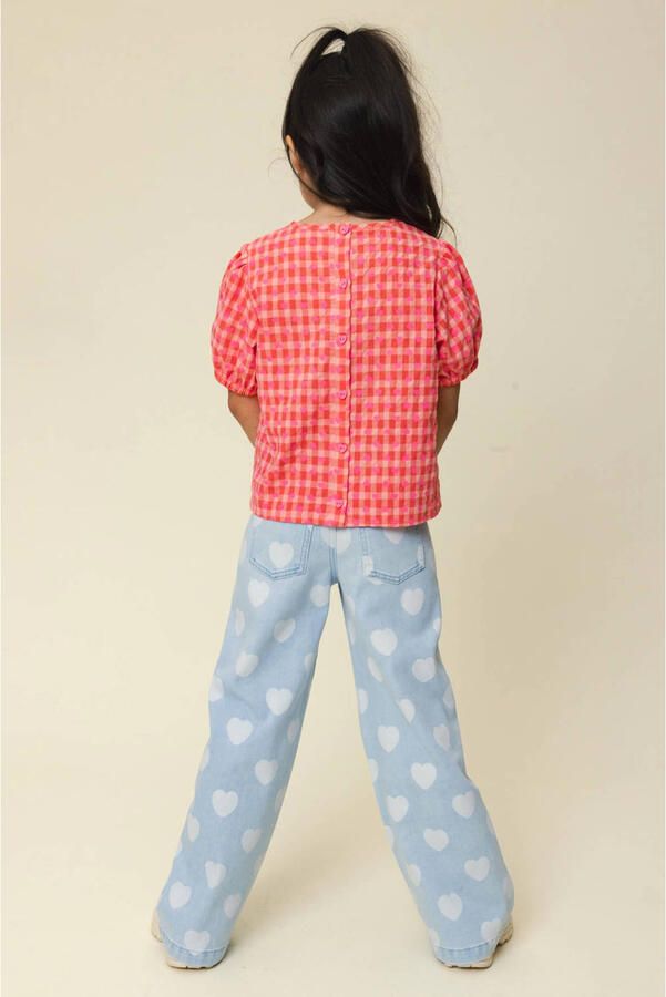 LOOXS little wide leg jeans met hartjes light blue denim - Foto 7