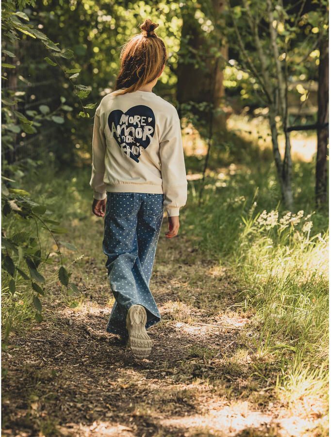 LOOXS little wide leg jeans met hartjes medium blue denim - Foto 4