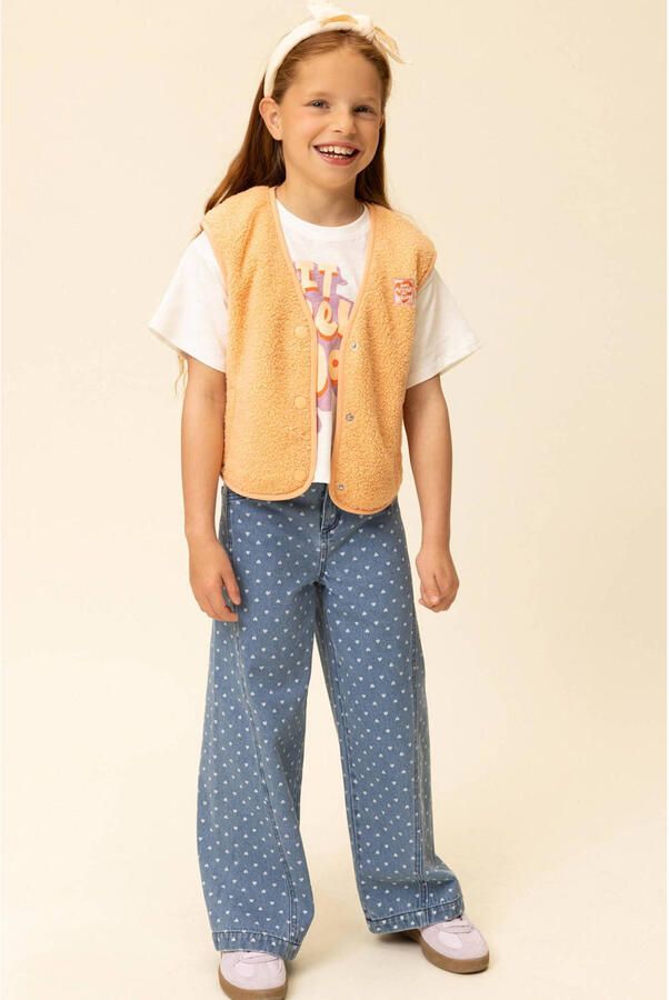 LOOXS little wide leg jeans met hartjes medium blue denim - Foto 5