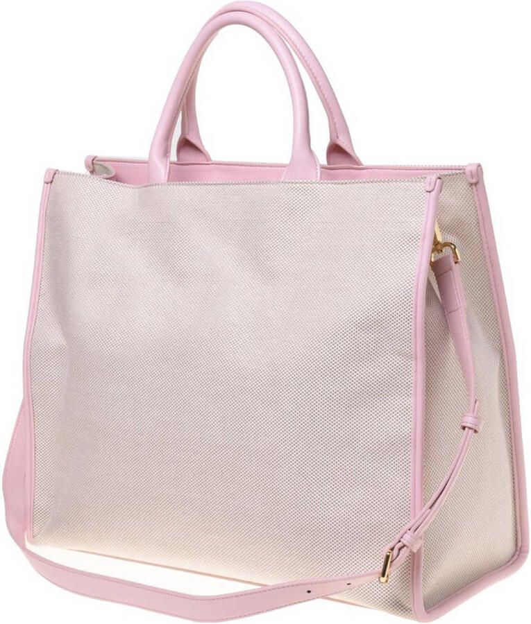 Love Moschino gestreepte shopper Flower roze - Foto 2