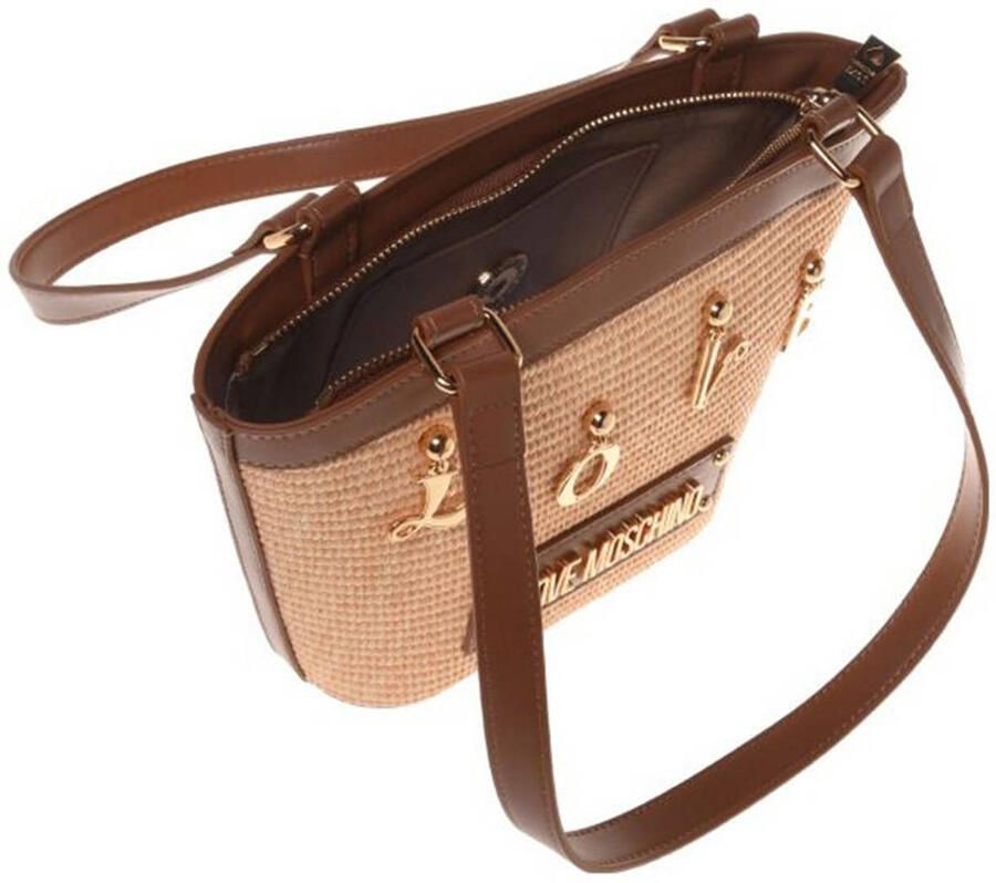 Love Moschino raffia schoudertas Item Love naturel cognac