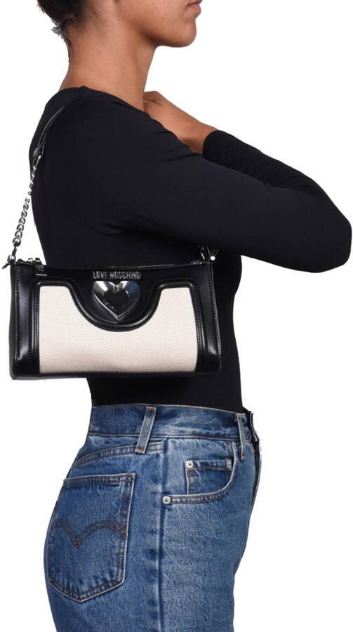 Love Moschino schoudertas Graceful zwart ecru - Foto 3