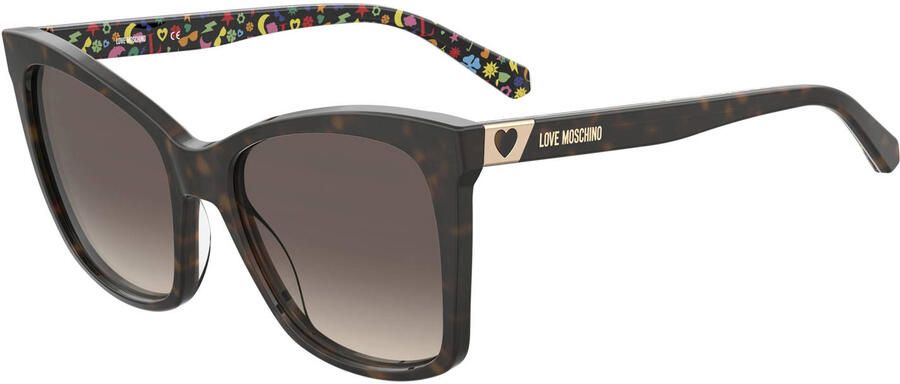 Love Moschino zonnebril met tortoise donkerbruin