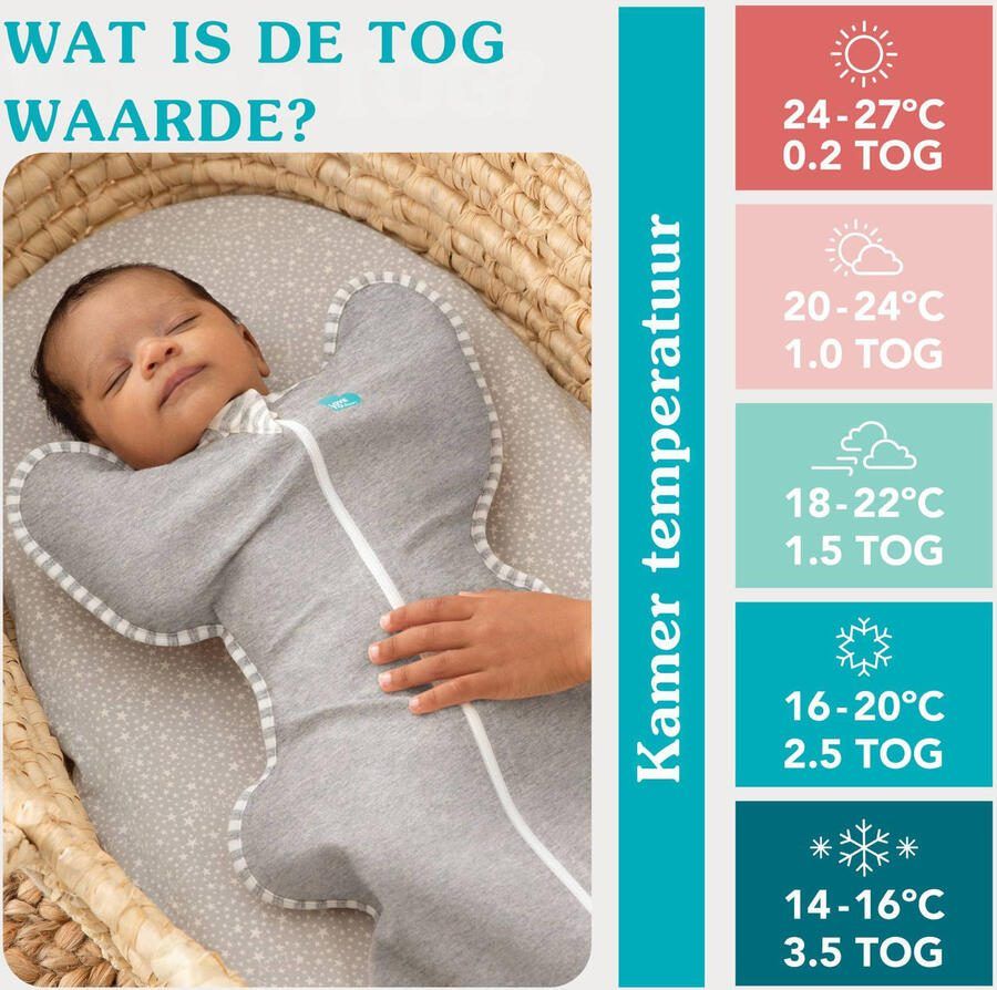 Love to Dream Swaddle UP inbakerslaapzak Fase 1 TOG 1.0 Grey Inbakerdoek Grijs - Foto 2