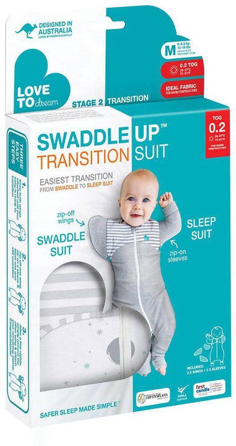 Love to Dream SwaddleUp overgangsslaapzak Fase 2 TOG 0 2 wit grijs Inbakerdoek 1 - Foto 2