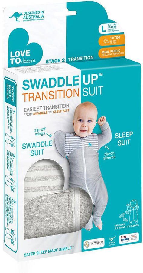 Love to Dream SwaddleUp overgangsslaapzak Fase 2 TOG 1.0 grijs Inbakerdoek - Foto 2
