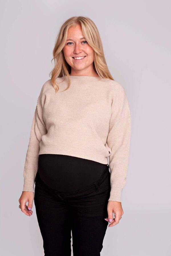 Love2wait gebreide trui kaki Groen Dames Katoen Ronde hals Effen one size