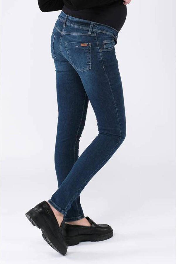 Love2wait skinny zwangerschapsjeans donkerblauw Dames Stretchdenim Effen 27 - Foto 4